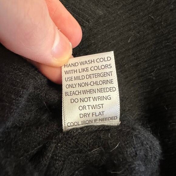 Aphorism Black Angora Rabbit Hair Wool Blend Cable Knit Sweater Medium - Picture 6 of 7